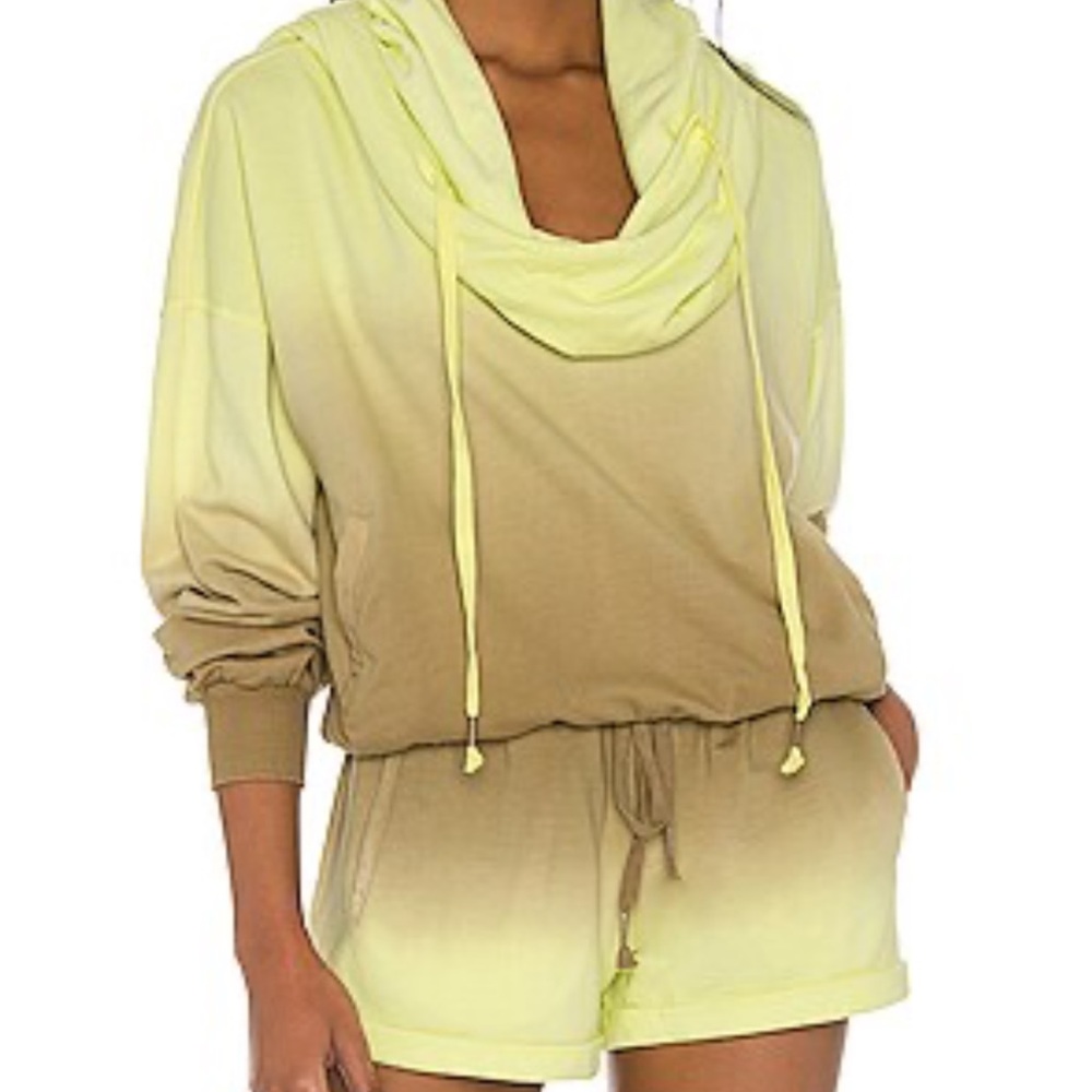 Yellow and Brown Ombre Hoodie and Shorts Set